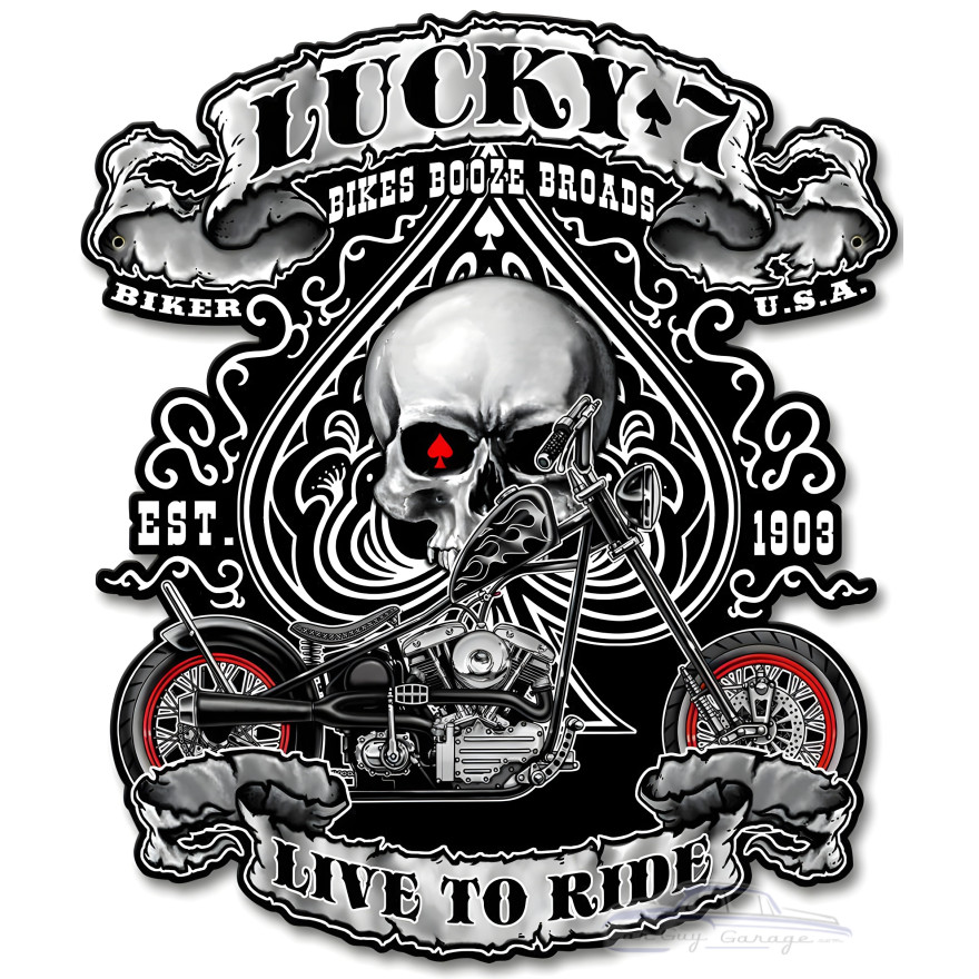 Lucky 7 Metal Sign - 14" x 16"