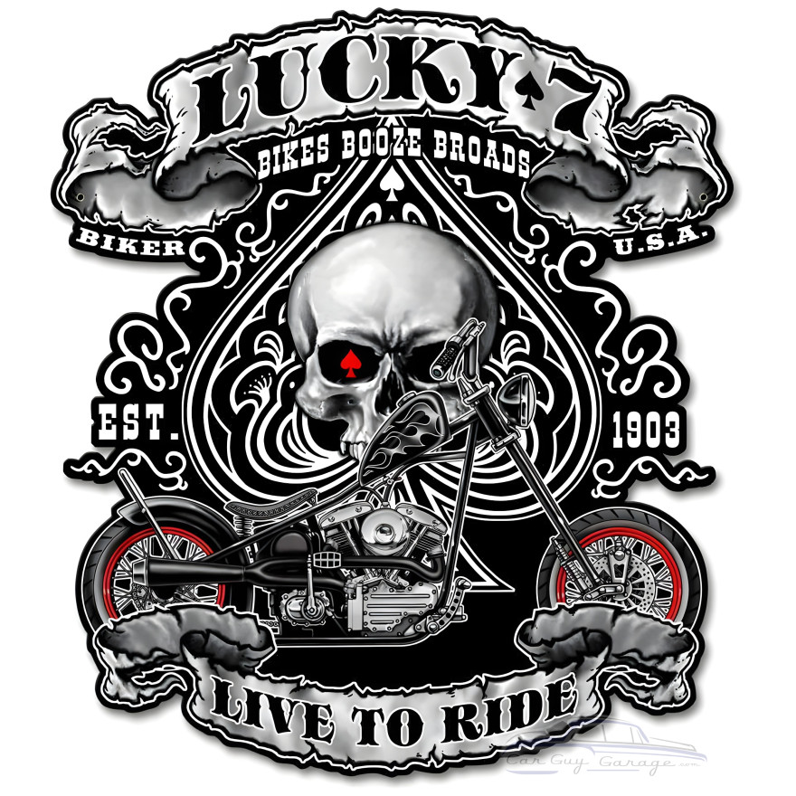 Lucky 7 Metal Sign - 18" x 20"