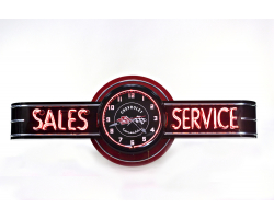 72" Black Neon Corvette Sales and Service Sign with Clock