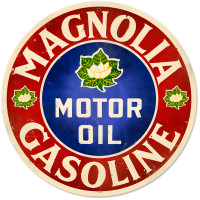 Magnolia Motor Oil Metal Sign - 14" Round
