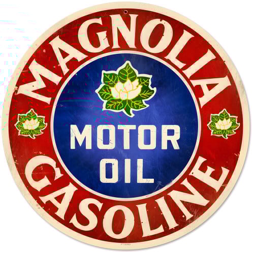 Magnolia Motor Oil Metal Sign - 14" Round