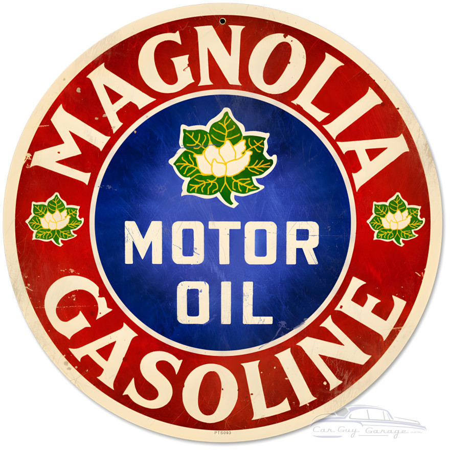 Magnolia Motor Oil Metal Sign - 14" Round