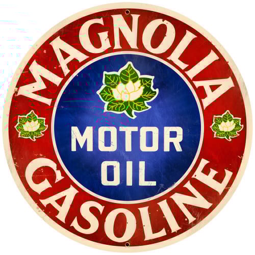 Magnolia Motor Oil Metal Sign - 28" Round