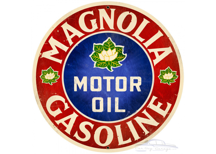 Magnolia Motor Oil Metal Sign - 28" Round