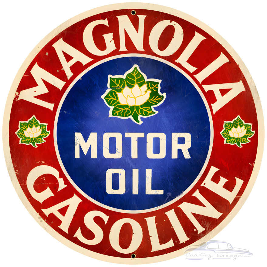 Magnolia Motor Oil Metal Sign - 28" Round