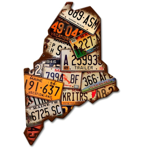 Maine License Plates Metal Sign - 10" x 15"