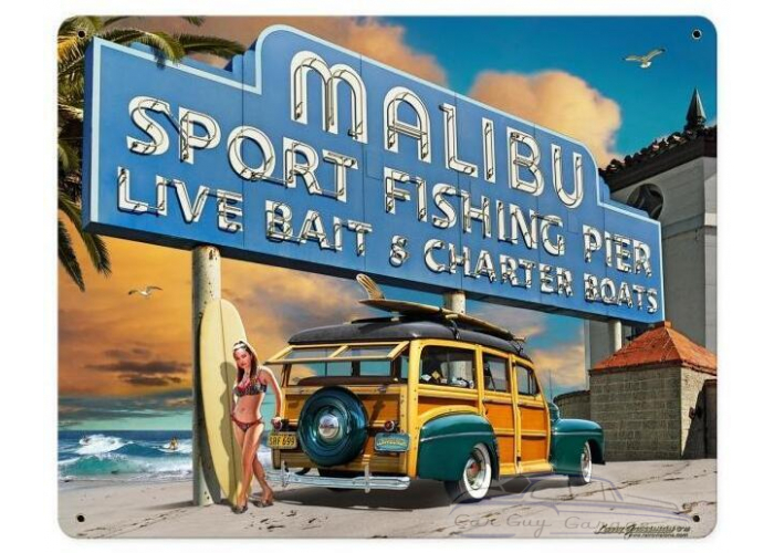 Malibu Pier Metal Sign