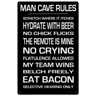 Man Cave Rules Metal Sign - 12" x 18"