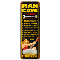 Man Cave Rules Metal Sign - 12" x 18"