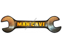 Man Cave Wrench Metal Sign - 24" x 7"