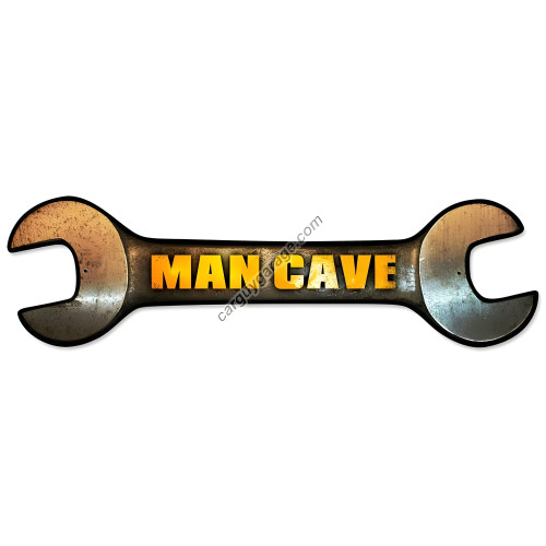 Man Cave Wrench Metal Sign - 24" x 7"