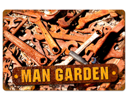 Man Garden Metal Sign - 12" x 18"