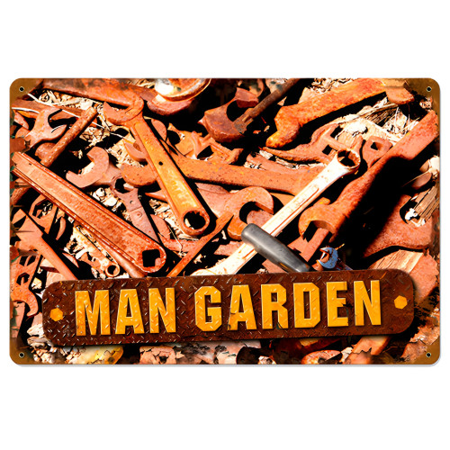 Man Garden Metal Sign - 12" x 18"