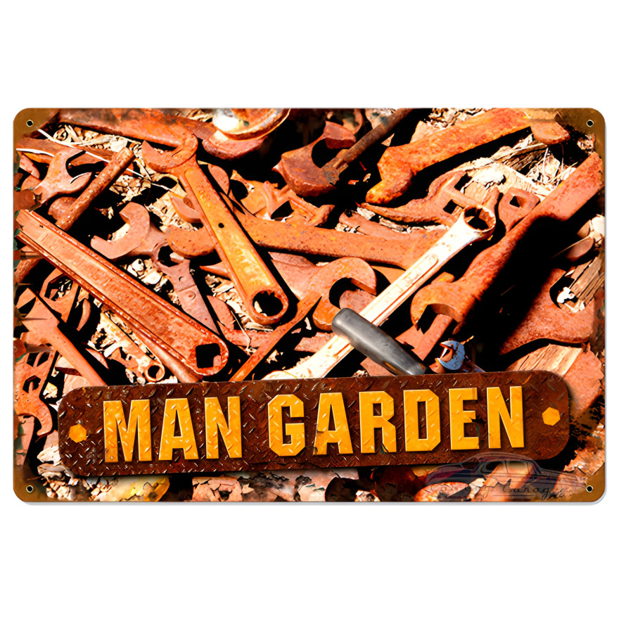Man Garden Metal Sign - 12" x 18"