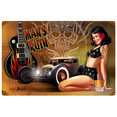 Mans Ruin Metal Sign - 18" x 12"
