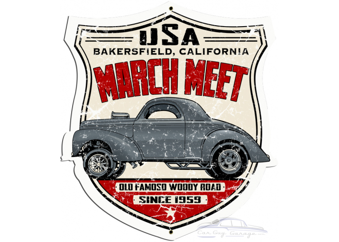 March Meet Willy's Metal Sign - 16" x 15"