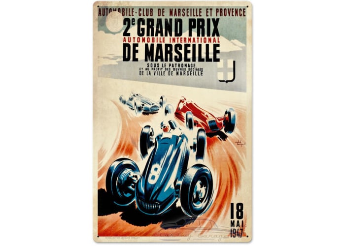 Marseille Grand Prix Metal Sign - 16" x 24"