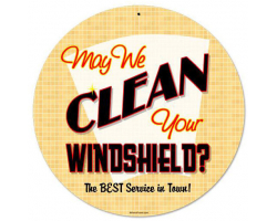 May We Clean Metal Sign - 14" Round