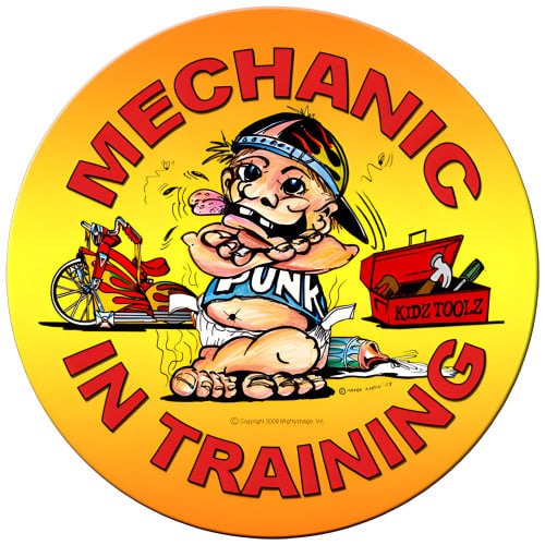 Mechanic in Training Metal Sign - 14" Round