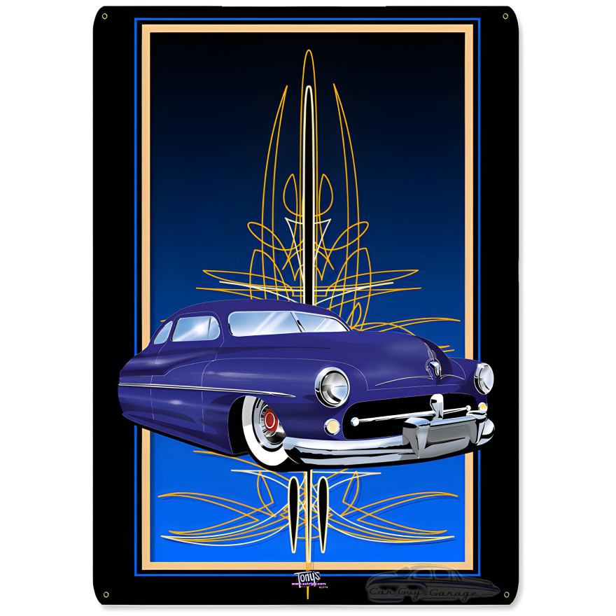 Merc 2 Blue Metal Sign - 12" x 18"