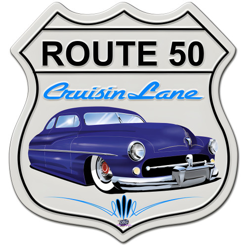 Mercury Cruisin' Route 50 Metal Sign - 15" x 15"
