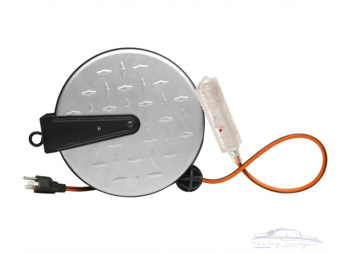 30' Metal Extension Cord Reel with Diamond Plate
