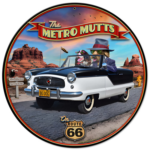 Metro Mutts Metal Sign - 14" Round