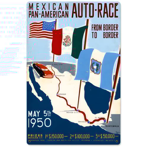 Mexican Auto Race Metal Sign - 12" x 18"