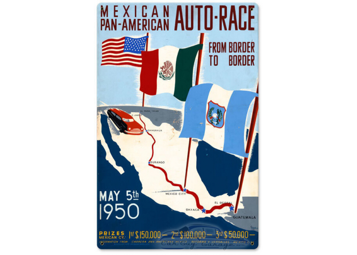 Mexican Auto Race Metal Sign - 12" x 18"