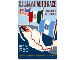 Mexican Auto Race Metal Sign - 16" x 24"