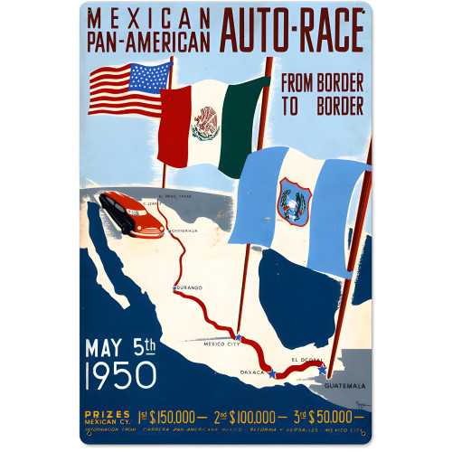 Mexican Auto Race Metal Sign - 16" x 24"