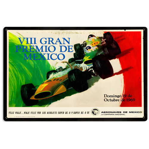 Mexico Grand Prix Metal Sign - 18" x 12"