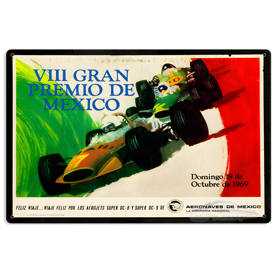 Mexico Grand Prix Metal Sign - 18" x 12"