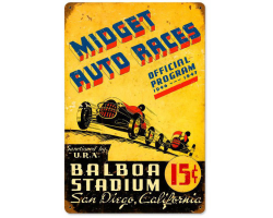 Midget Auto Races Metal Sign - 12" x 18"