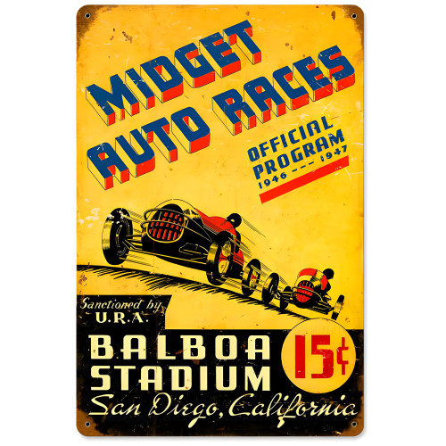 Midget Auto Races Metal Sign - 12" x 18"