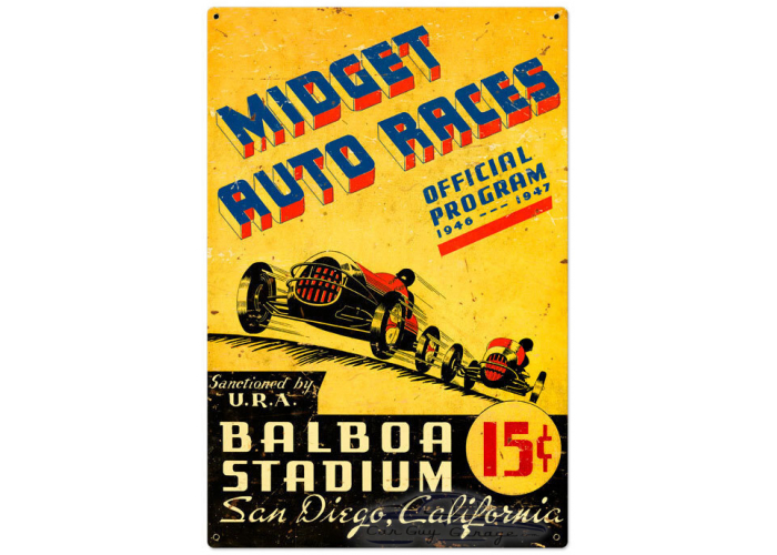 Midget Auto Races Metal Sign - 24" x 36"