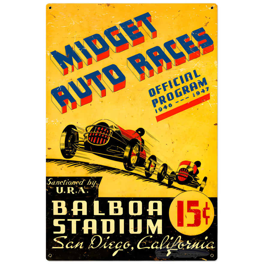 Midget Auto Races Metal Sign - 24" x 36"