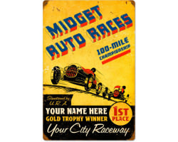 Midget Races Metal Sign - 16" x 24"