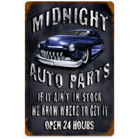 Midnight Auto Parts Metal Sign - 12" x 18"