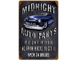 Midnight Auto Parts Metal Sign - 12" x 18"