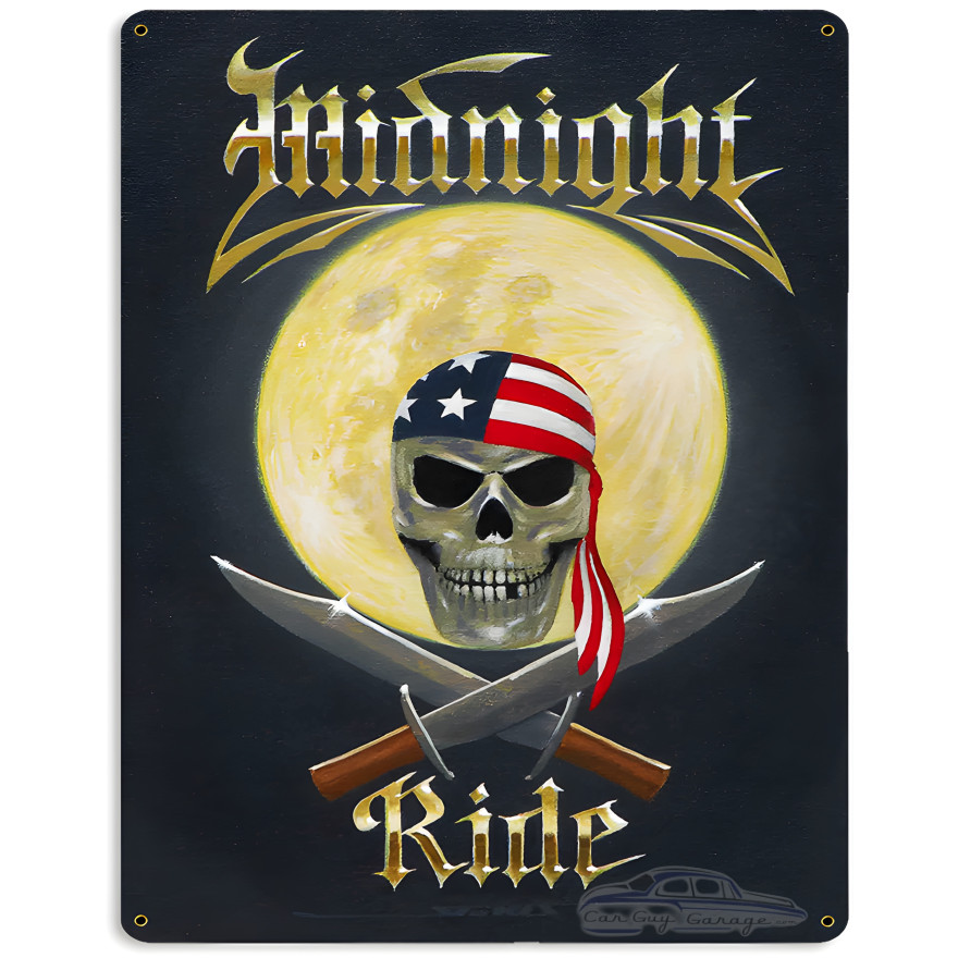 Midnite Ride Metal Sign - 15" x 12"