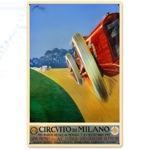 Milan Grand Prix Metal Sign - 12" x 18"