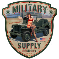 Military Supply Shield Metal Sign - 15" x 16"