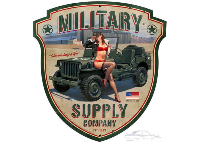 Military Supply Shield Metal Sign - 15" x 16"