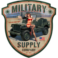 Military Supply Shield Metal Sign - 23" x 24"