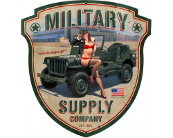 Military Supply Shield Metal Sign - 23" x 24"