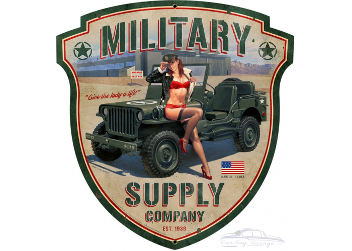 Military Supply Shield Metal Sign - 23" x 24"