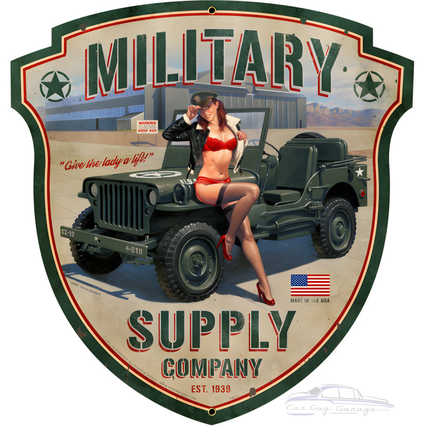 Military Supply Shield Metal Sign - 23" x 24"