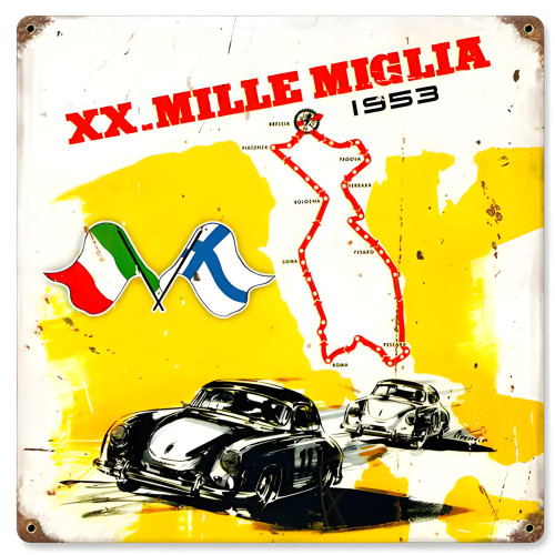 Mille Miglia Metal Sign - 12" x 12"