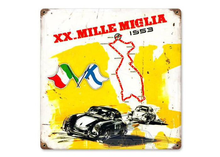 Mille Miglia Metal Sign - 12" x 12"